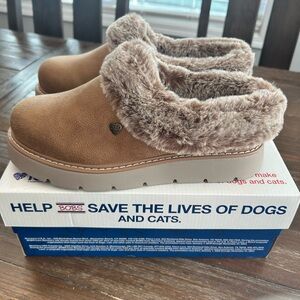 BOBS from Skechers Tan Faux Fur Slippers